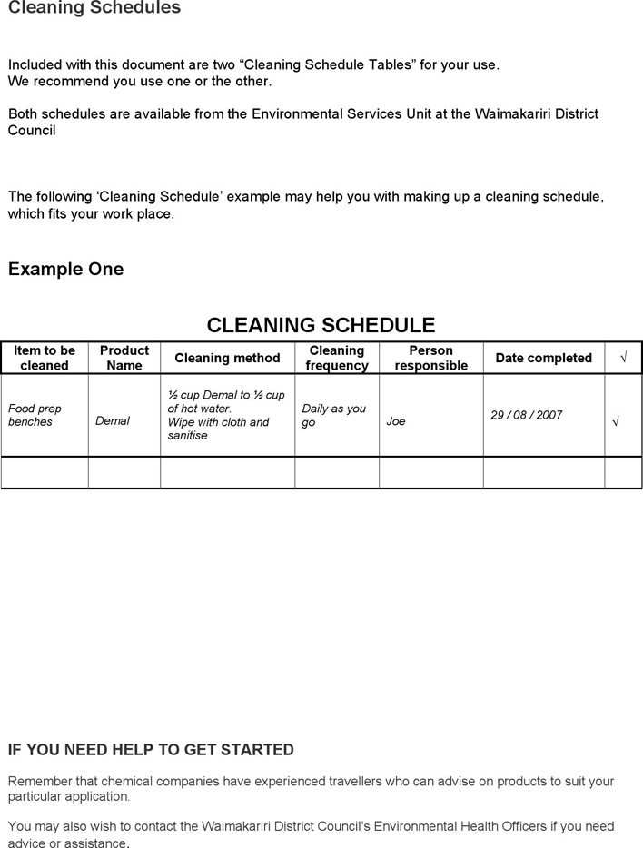 Cleaning Schedule Charts Page 4