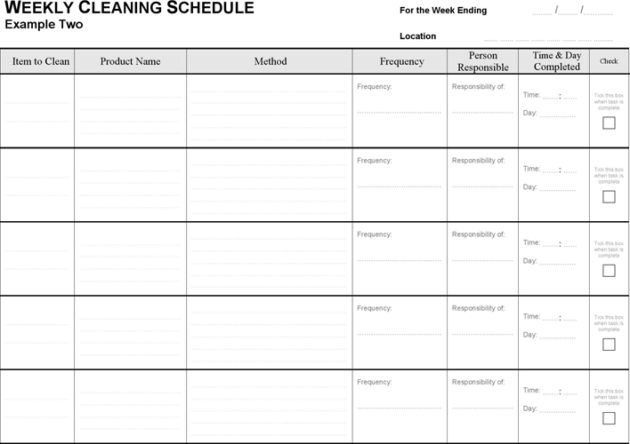 Cleaning Schedule Charts Page 7