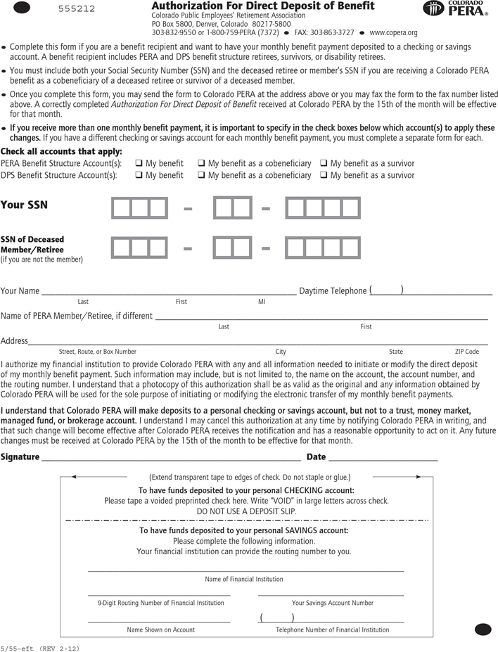Colorado Direct Deposit Form 2 Page 4