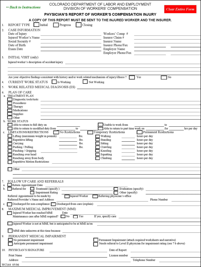 Colorado Physician's Report Form Page 3