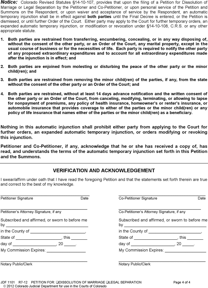 Colorado Separation Agreement Template Page 4