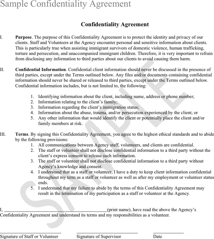 Confidentiality Agreement Sample 2