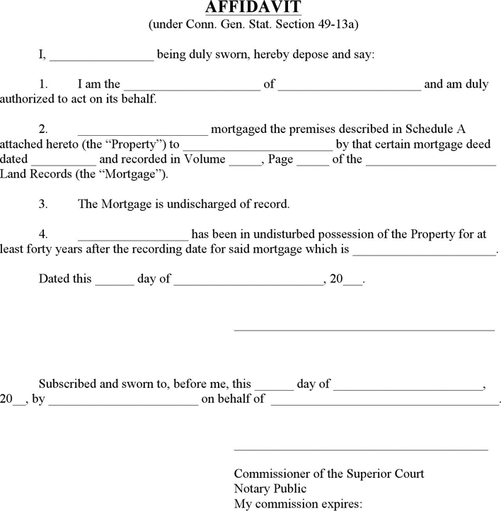 Connecticut Affidavit (Current Owner Is Mortgagor)(Entity) Form Page 4