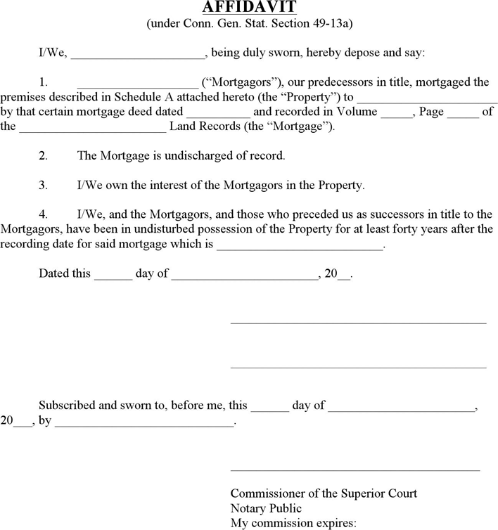 Connecticut Affidavit (Predecessor Is Mortgagor)(Entity) Form Page 4