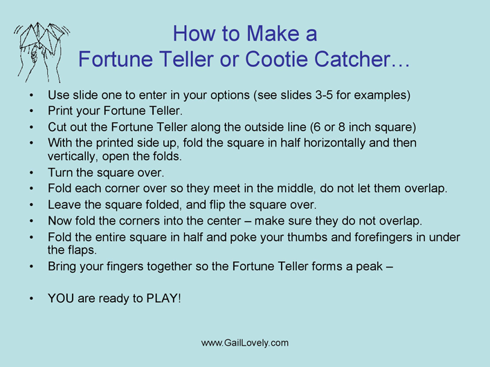 Cootie Catcher Template 1 Page 4