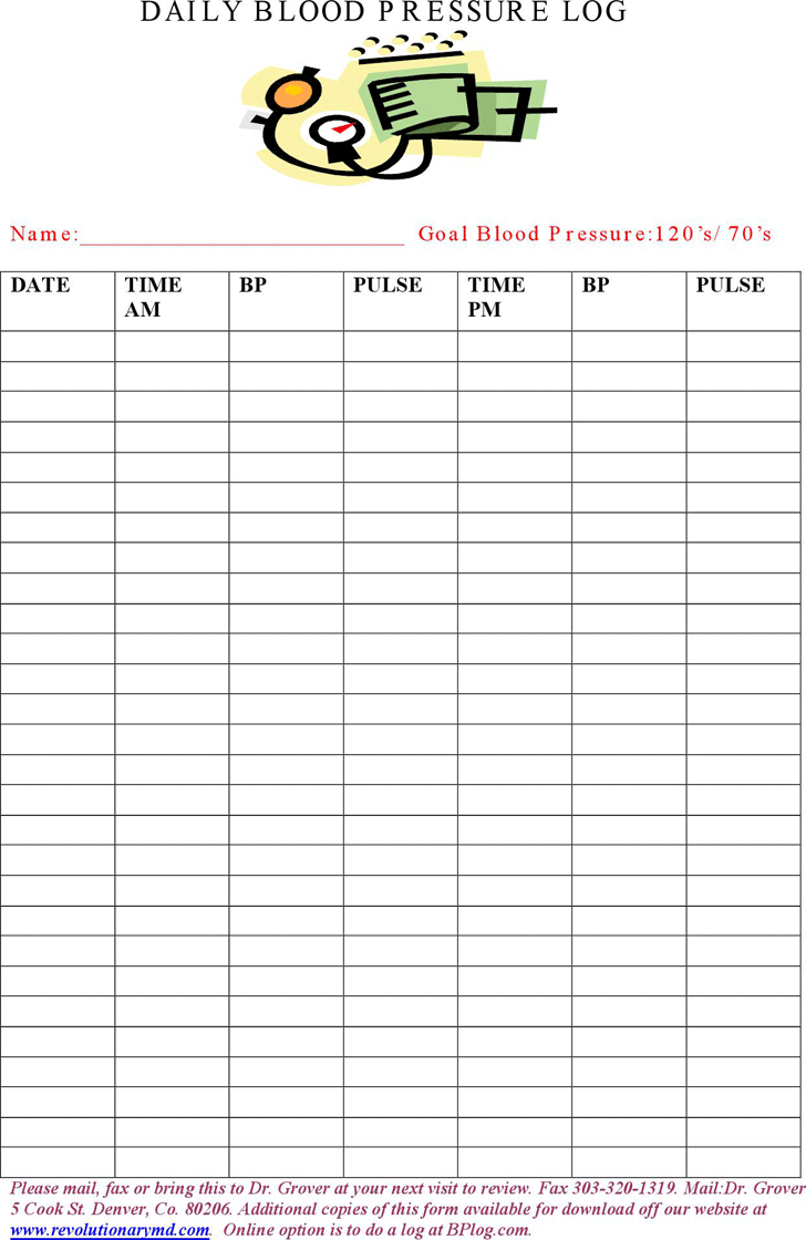 printable weight and blood pressure log