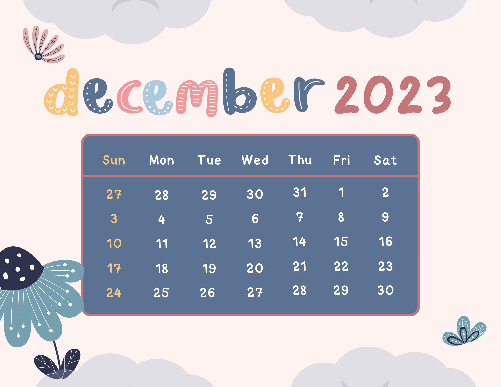 December 2023 Calendar 2