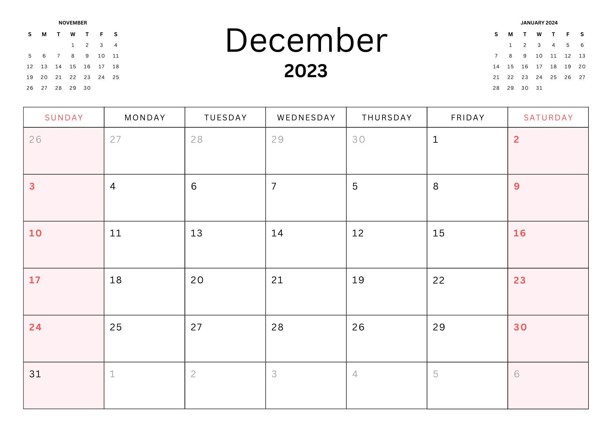 December 2023 Calendar 3