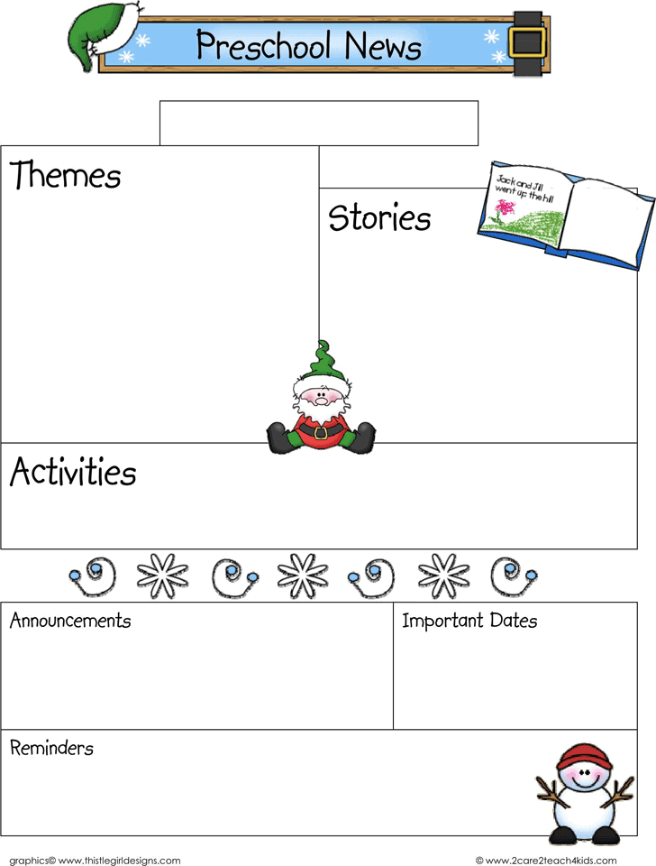 Free December Preschool Newsletter Templates Printable Templates
