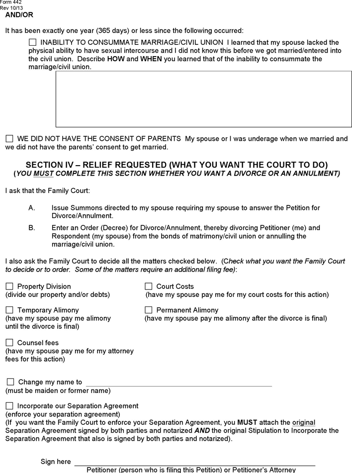 Delaware Petition for Divorce/Annulment Form Page 5