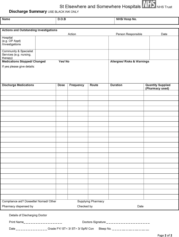 Free Discharge Summary Template - PDF | 107KB | 4 Page(s) | Page 2