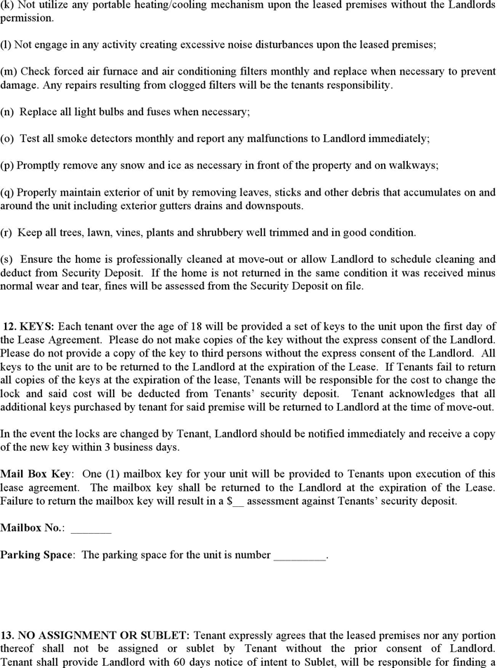 District of Columbia Residential Lease Agreement Form Page 5