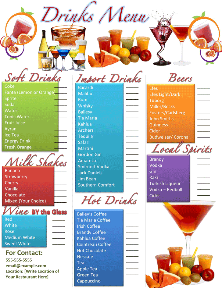 drink-menu-templates