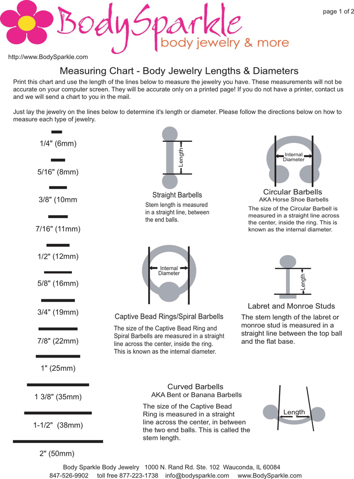 Free Ear Gauge Chart PDF 52KB 2 Page(s)