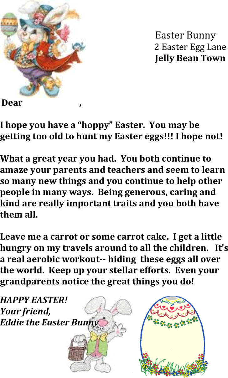 Easter Bunny Letter Template Free