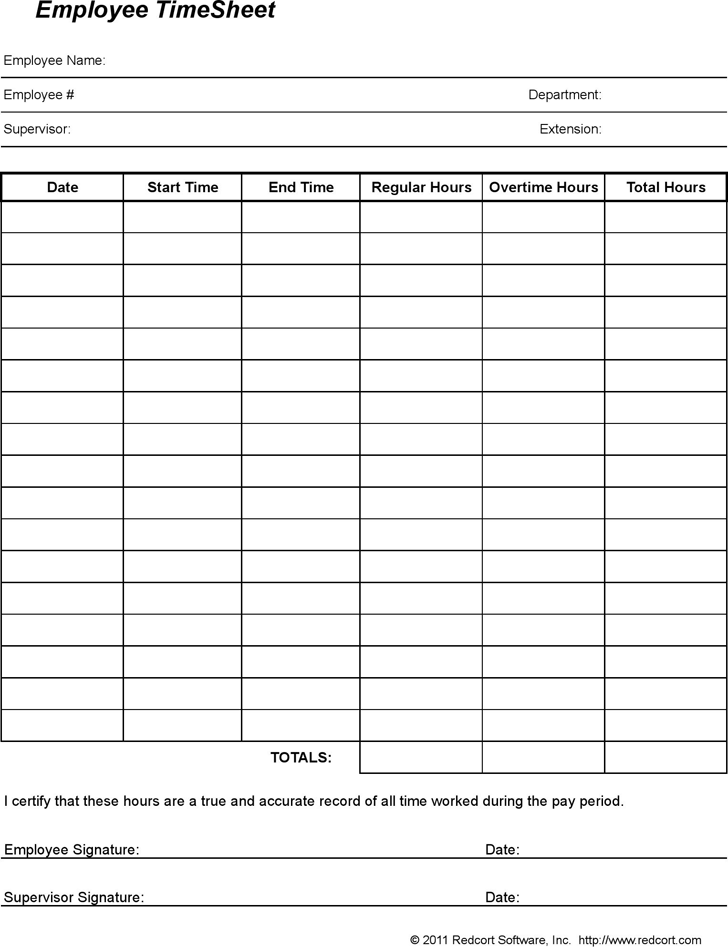 Printable Employee Timesheet With Signature prntbl