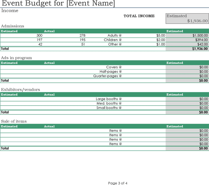 Event Budget Template 2 Page 3