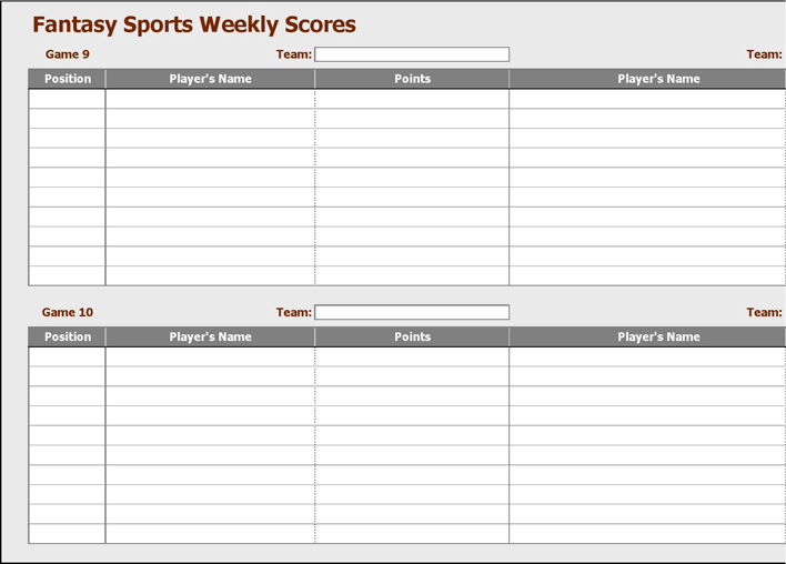 Fantasy Sports Weekly Scores Page 6