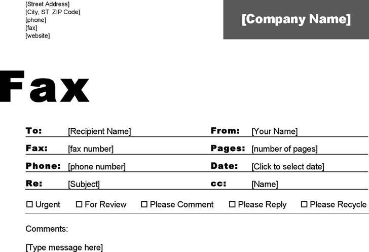 generic fax cover sheet template