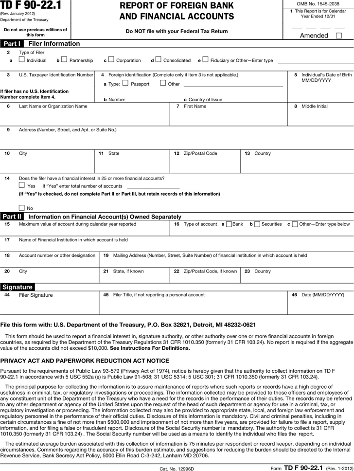 2023 Fbar Form Printable Forms Free Online