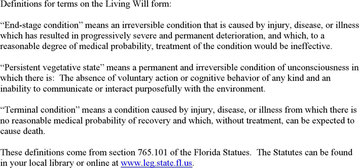 Florida Advance Health Care Directive Form 1 Page 6