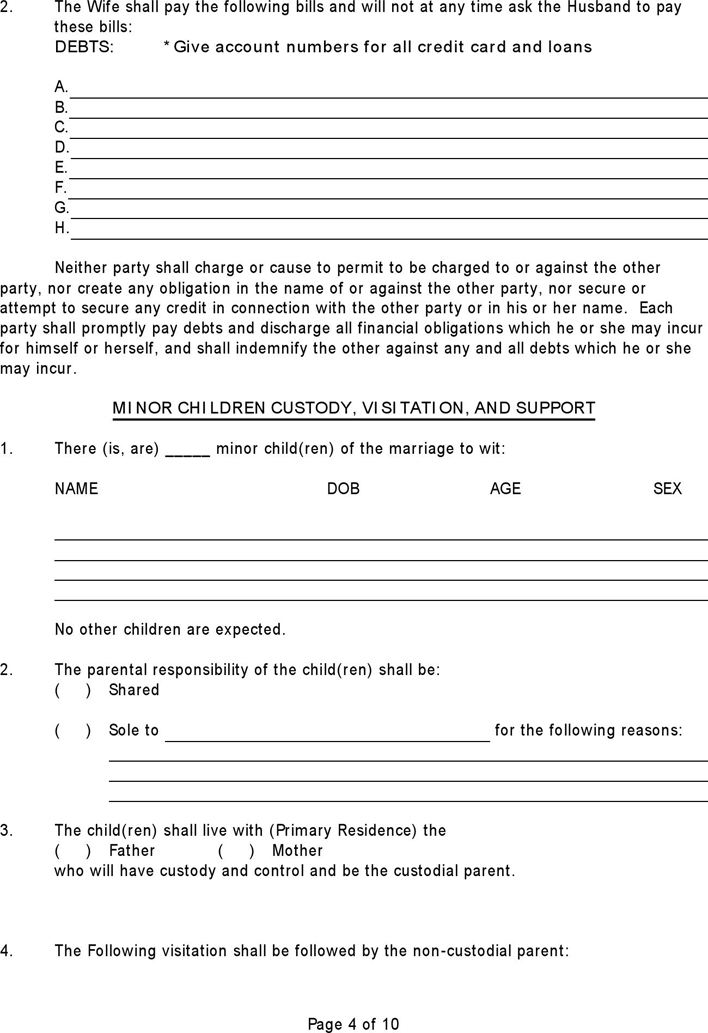 Florida Separation Agreement Template Page 4