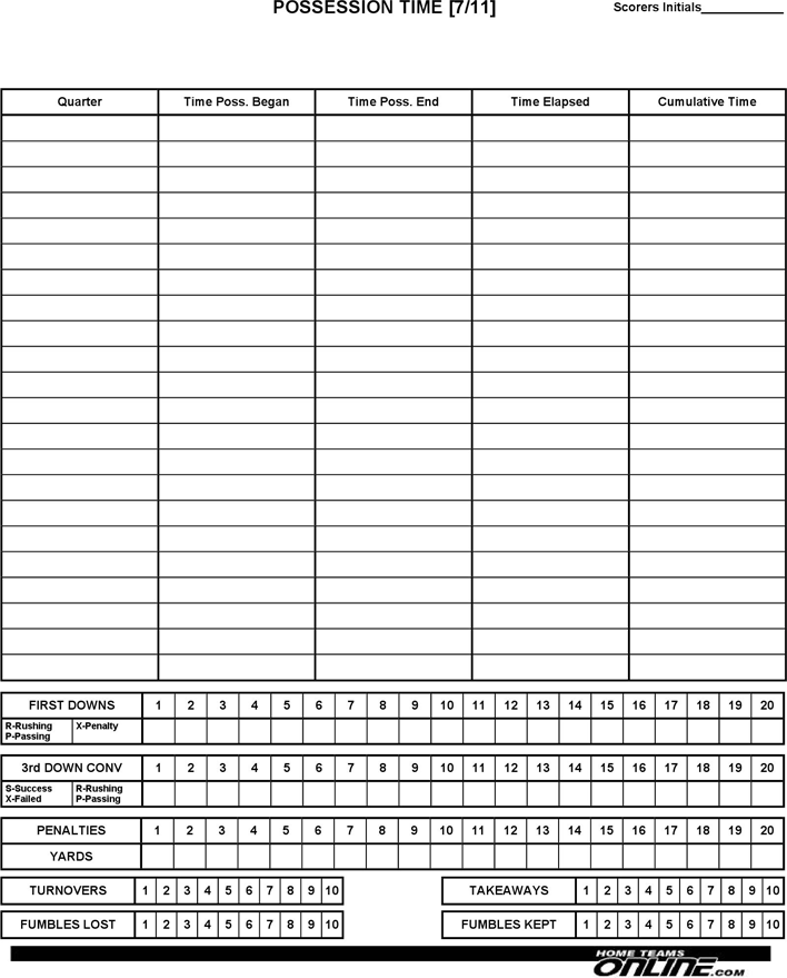 Football Scoresheets (1 Team) Page 7
