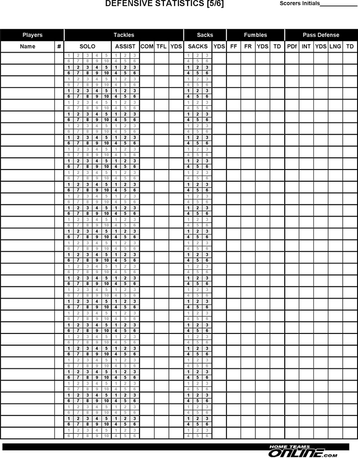 Football Scoresheets (2 Teams) Page 5