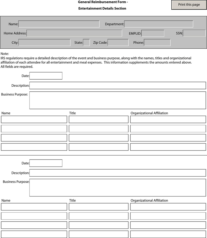 General Reimbursement Form Page 4