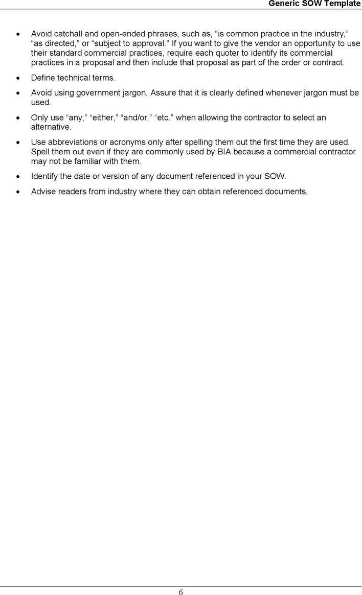 Generic Statement of Work (SOW) Template Page 6
