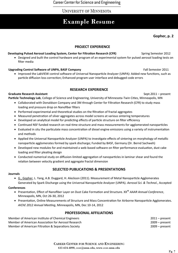 Graduate Resume and Curriculum Vitae Guide Page 7