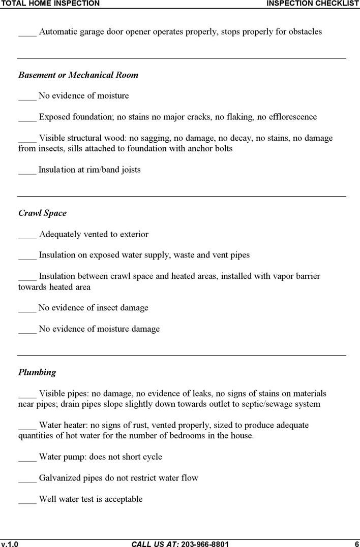 Home Inspection Checklist 2 Page 6