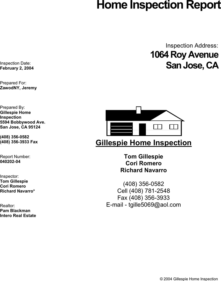 Home Inspection Report Sample 1