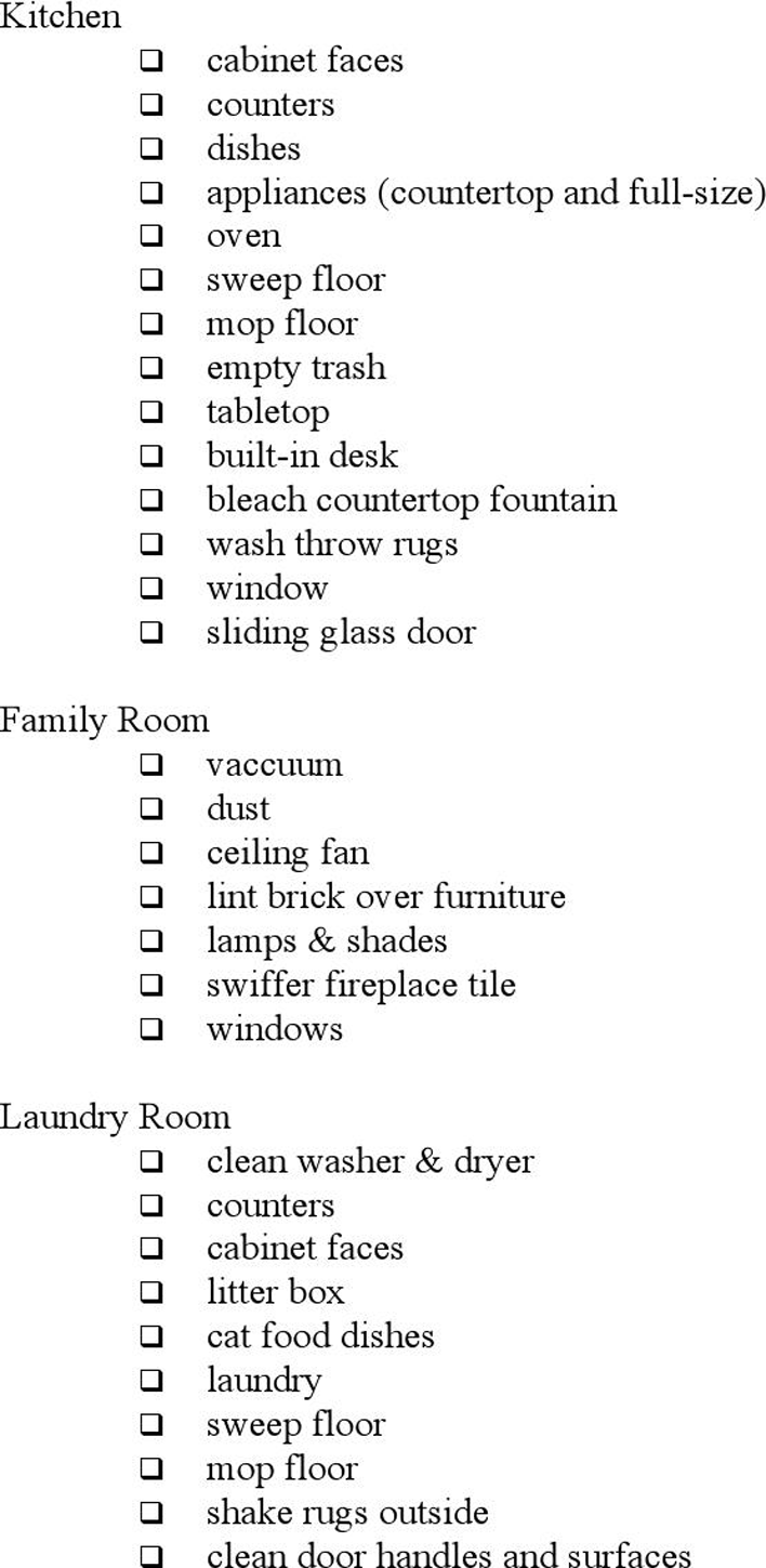 House Cleaning Checklist 1 Page 3