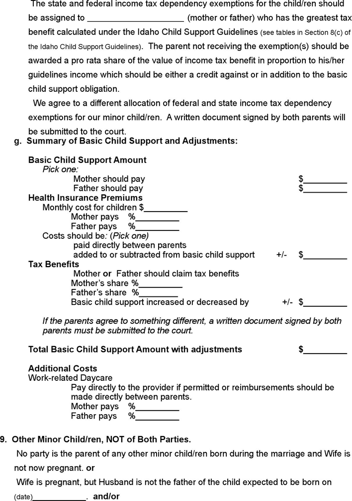 Idaho Complaint for Divorce (with Minor Children) Form Page 7