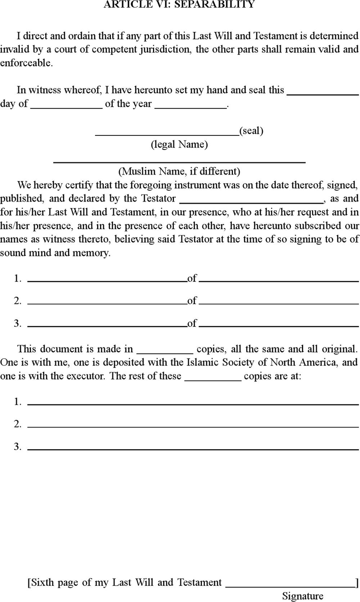 Indiana Last Will And Testament Form Page 6