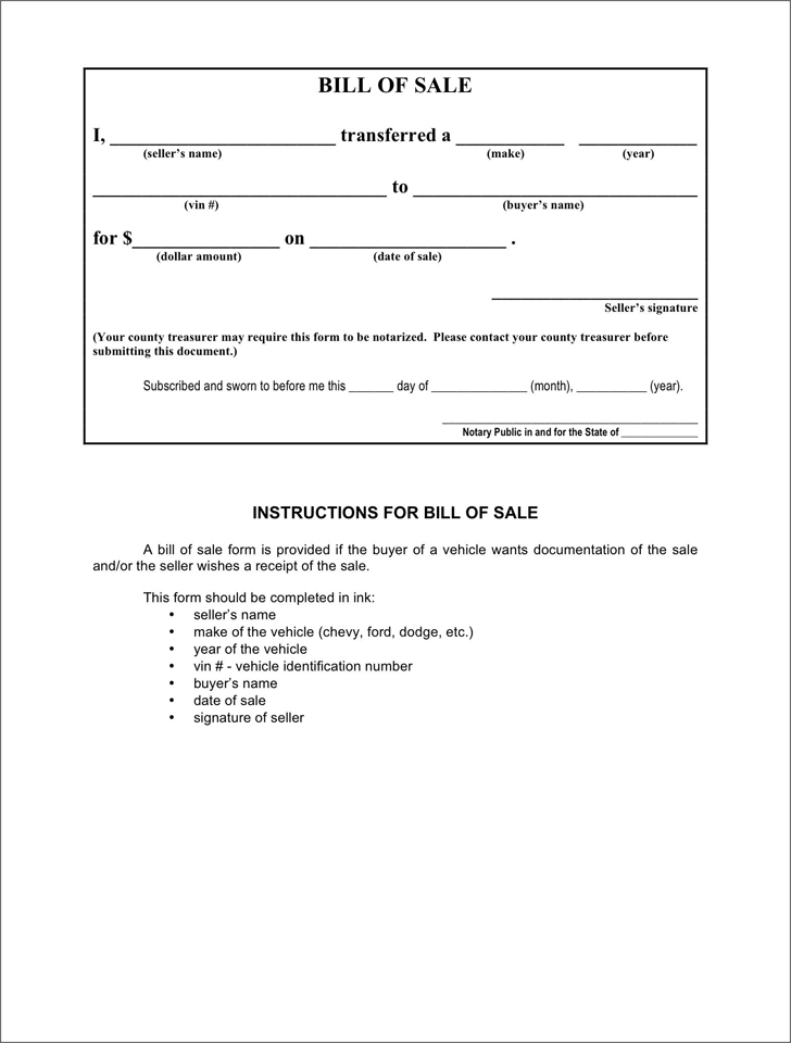 Iowa Bill of Sale Form