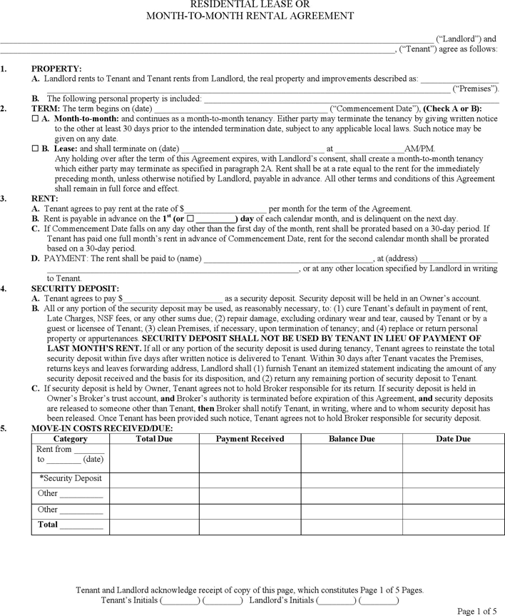 Iowa Month to Month Lease Agreement Template