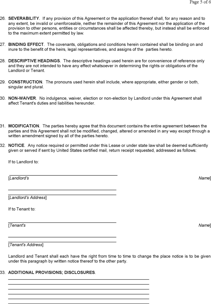 Iowa Residential Lease Agreement Form Page 5
