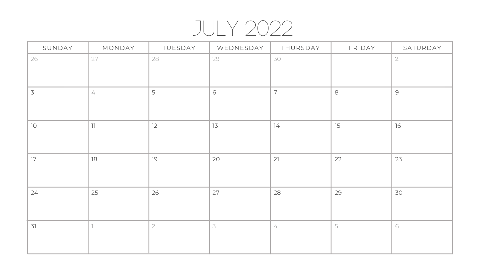 Free July 2022 Calendar - Pdf | 27Kb | 1 Page(S)