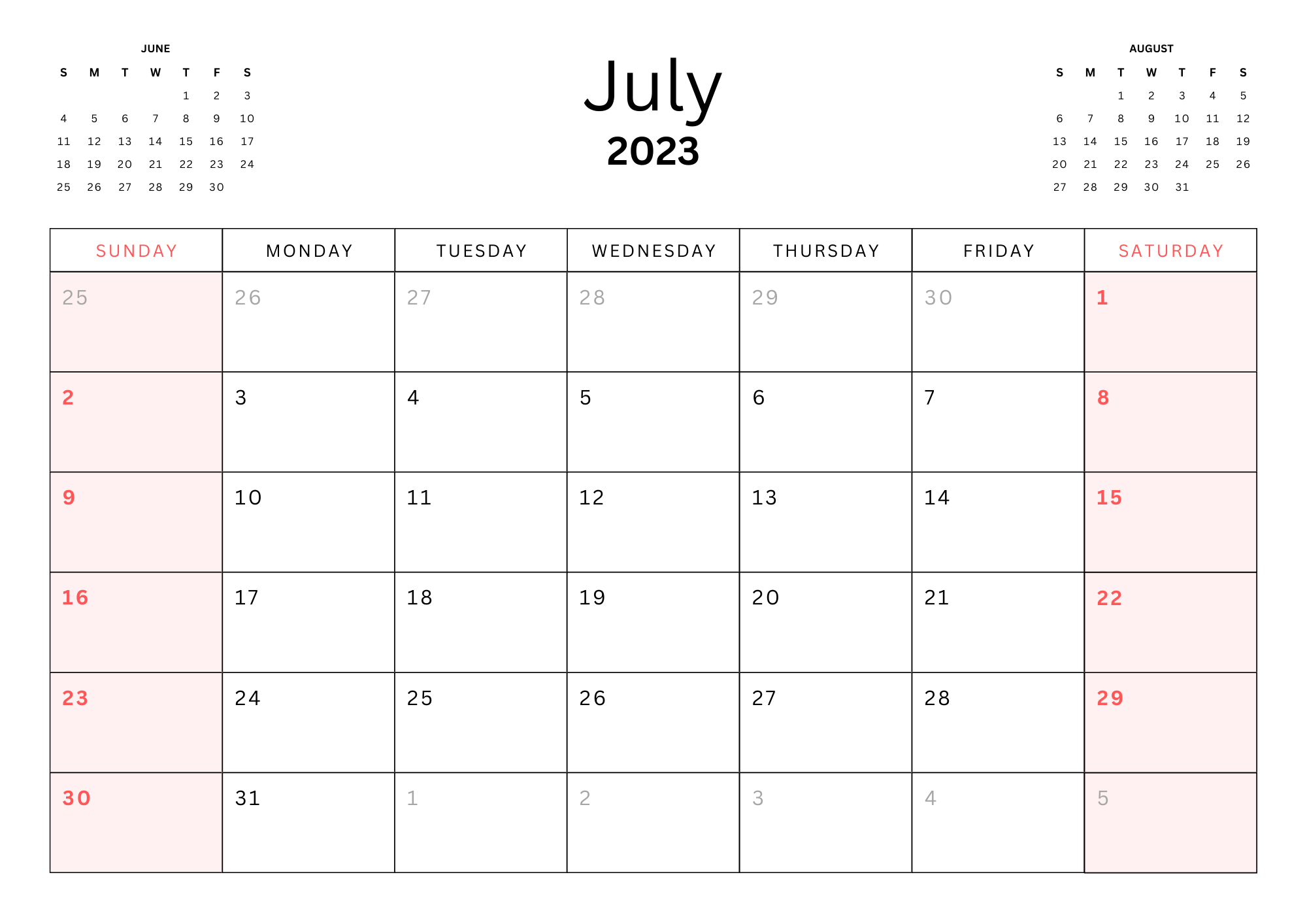 July 2023 Calendar 3