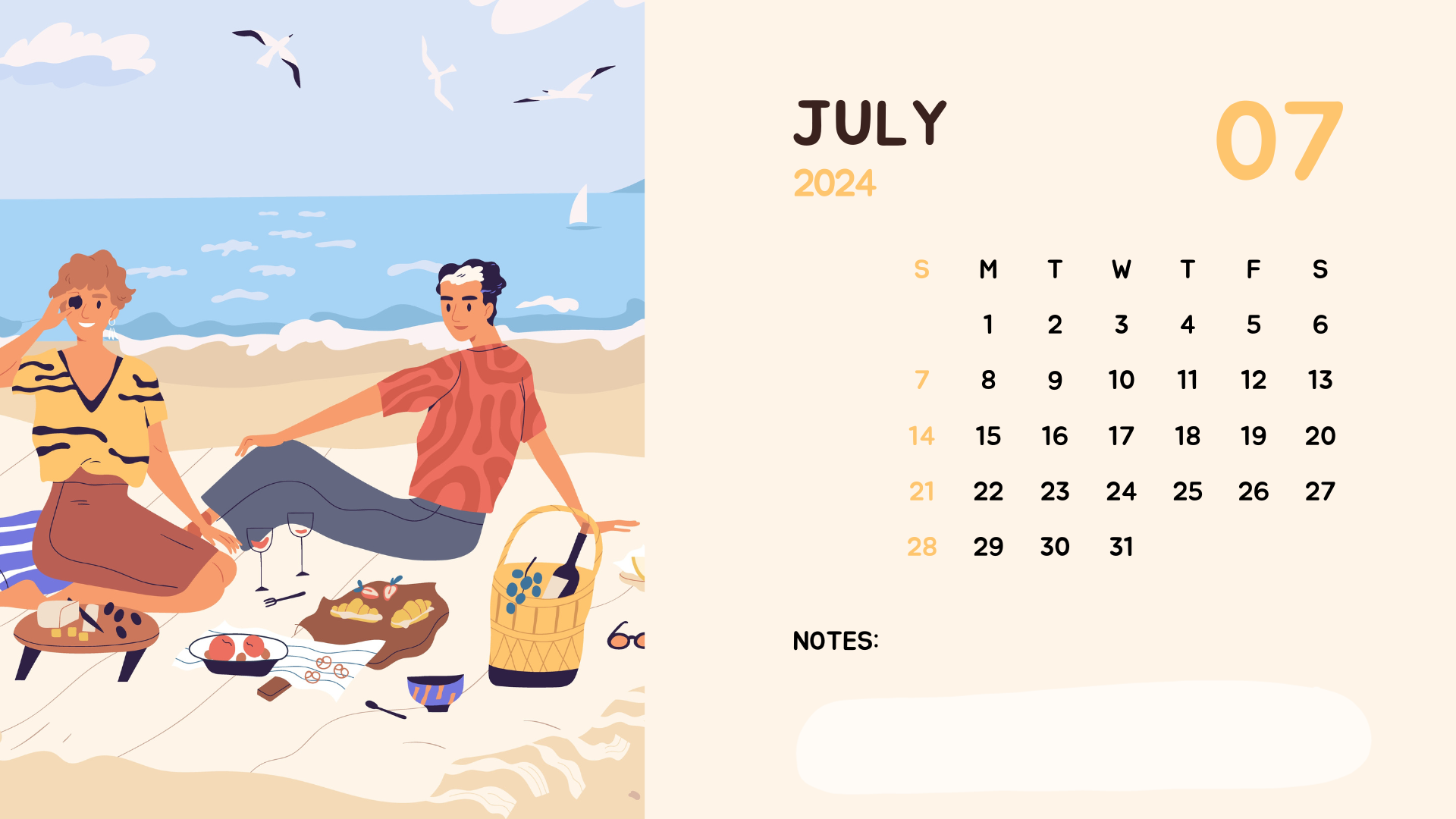Free July 2024 Calendar PDF 27KB 1 Page(s)