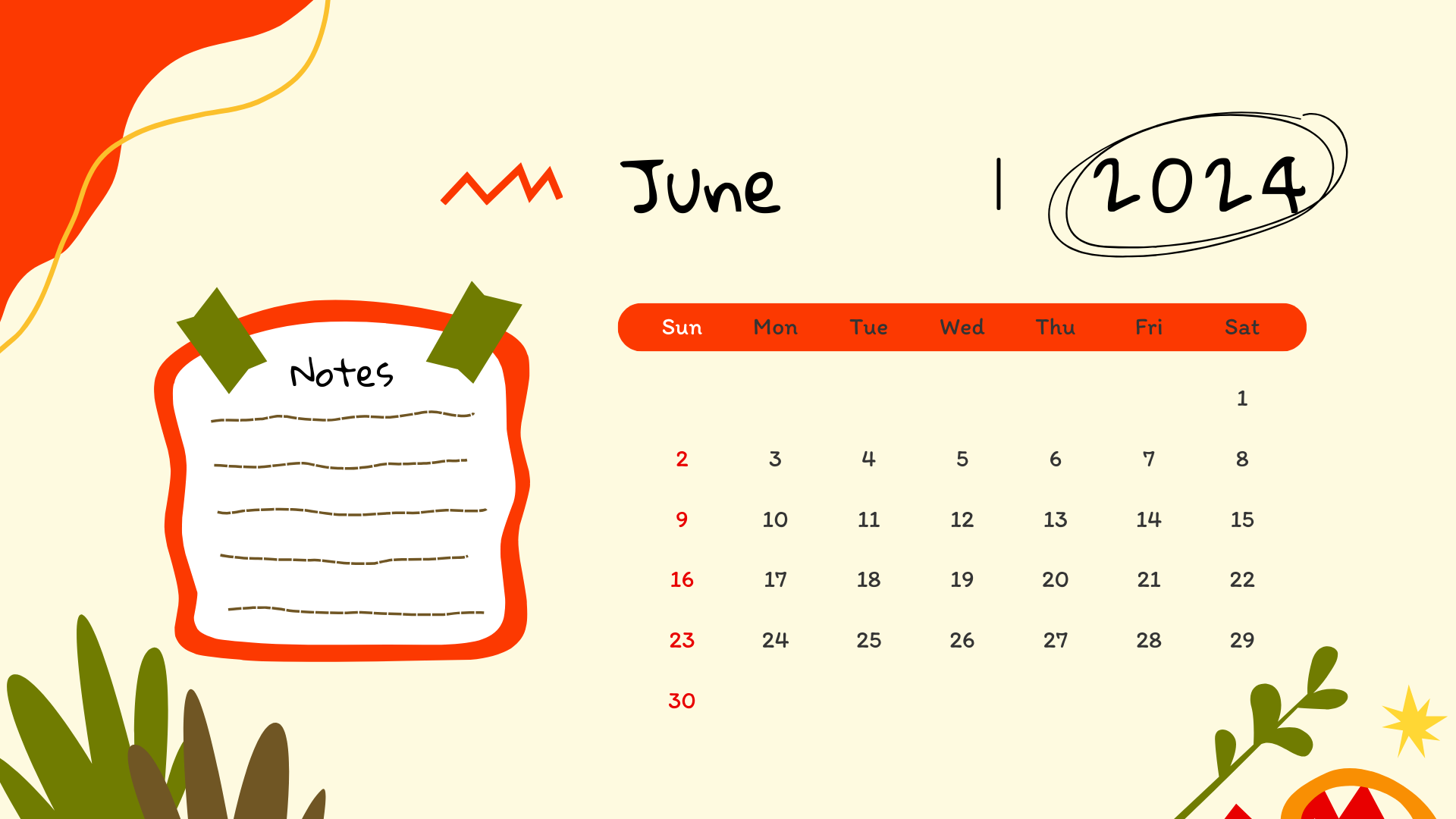 Free June 2024 Calendar PDF 36KB 1 Page(s)