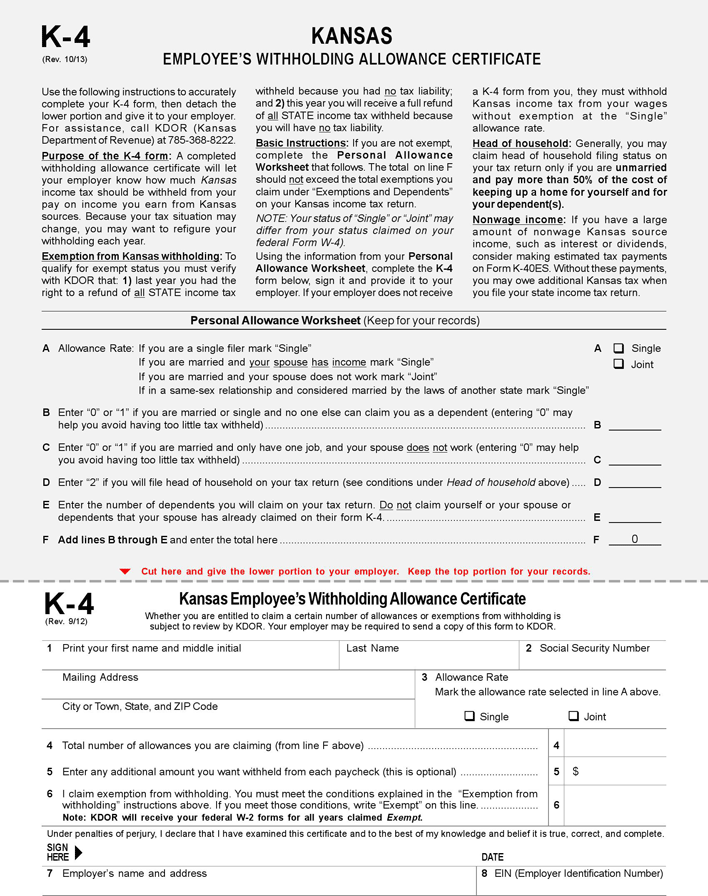 Kansas State Tax Withholding Form 2023 Printable Forms Free Online