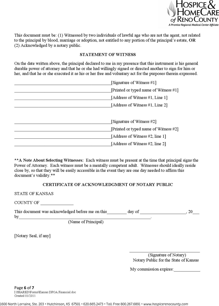 Kansas General Durable Power of Attorney Form Page 6