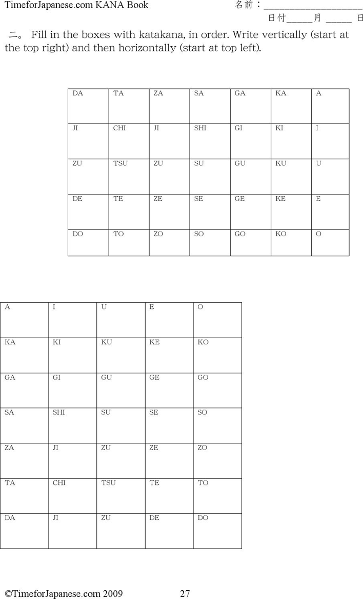 Katakana Chart 2 Page 7