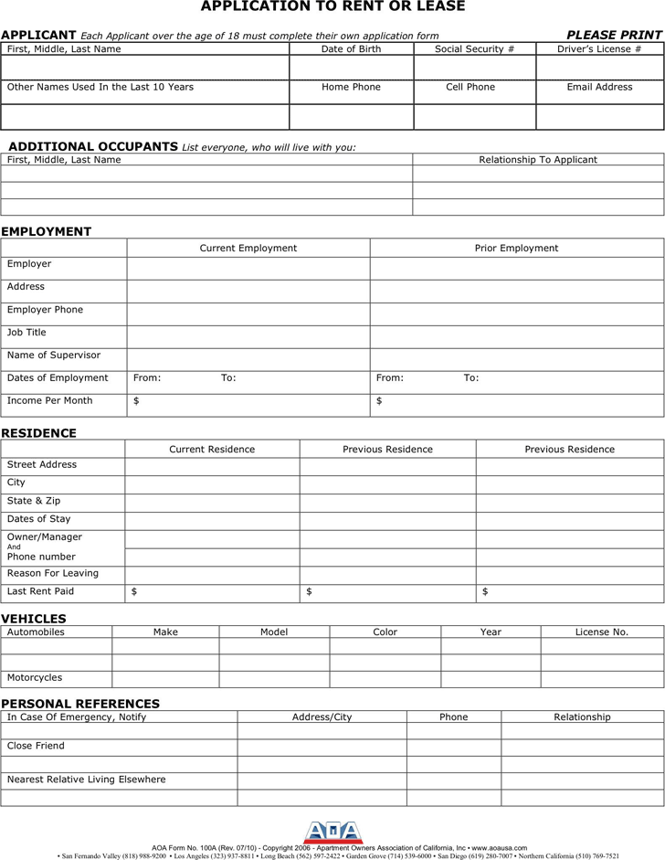 Free Lease Application Template - PDF | 262KB | 2 Page(s)