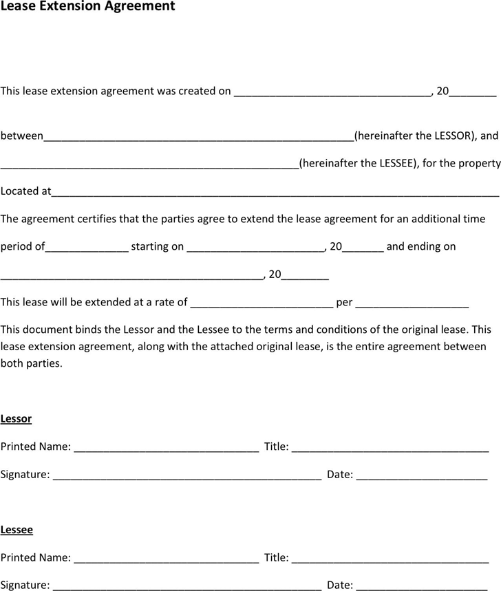 lease extension agreement template free download speedy template