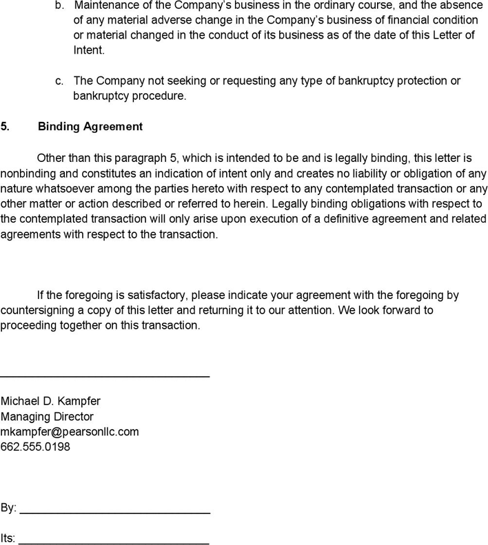 Letter Of Intent For Business Page 2