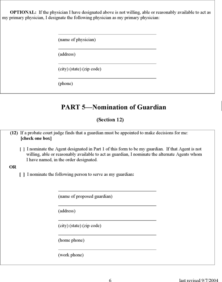Maine Health Care Power of Attorney Form 2 Page 6